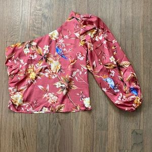 Express One Sleeve Satin Top